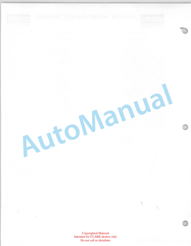 Clark Clarklift Model CY 60B Maintenance Manual and Parts Book GX 114A1-2