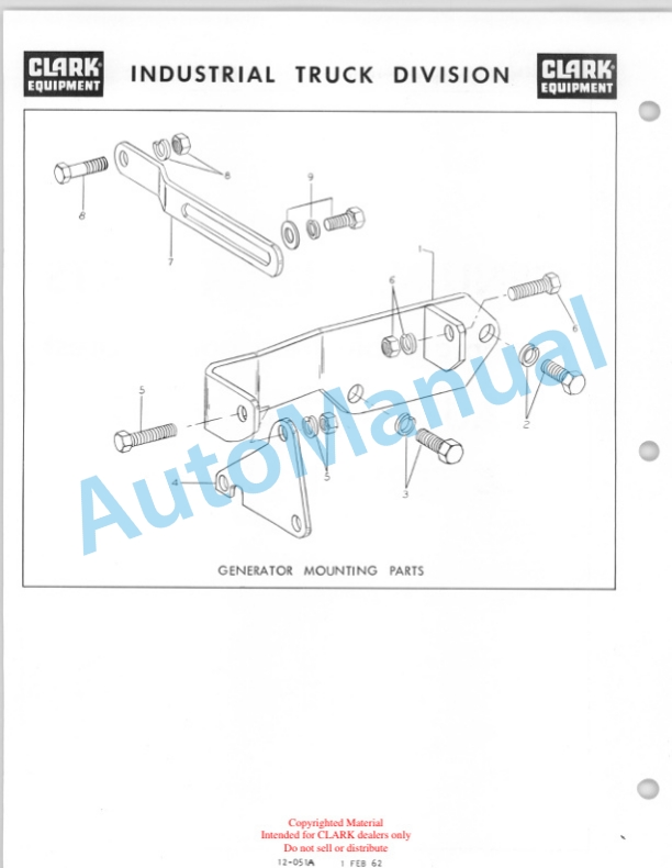 Clark Clarklift Model CY 60B Maintenance Manual and Parts Book GX 114A1-4