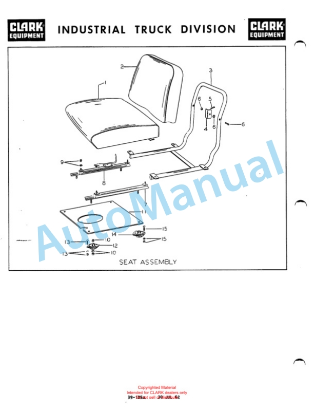Clark Clarklift Model CY 70 Parts Book X114A1 711-3