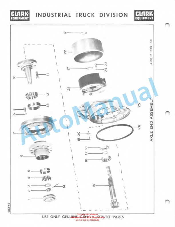 Clark Clarklift Model CY20B Maintenance Manual and Parts Book X26B 747-2