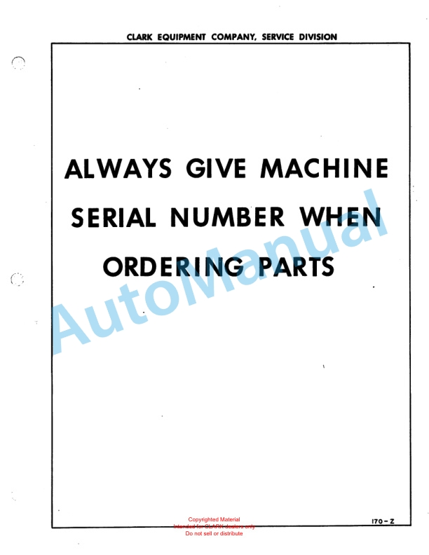Clark Clarklift Model DCY 150 B Diesel Maintenance Manual and Parts Book GX 57B3-5