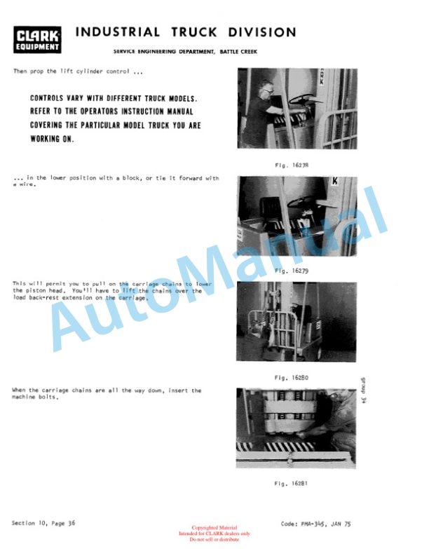 Clark Clarklift ROS 25, 40 Planned Maintenance and Adjustment Procedures Manual PMA-322-4