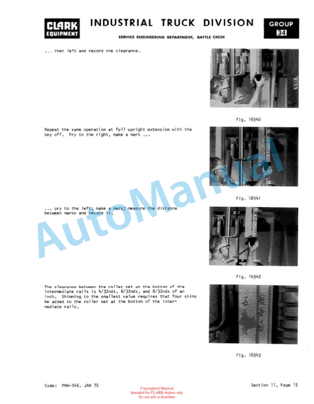Clark Clarklift ROS 25, 40 Planned Maintenance and Adjustment Procedures Manual PMA-322-5