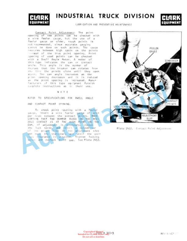 Clark Clarktor - 80 Operator Manual O-173 2nd-3