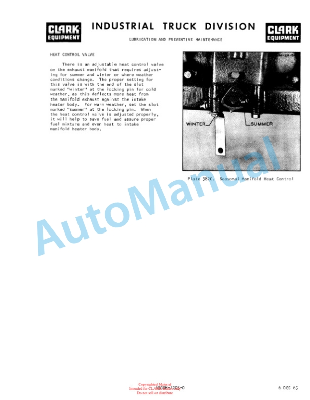 Clark Clarktor - 80 Operator Manual O-173 2nd-5