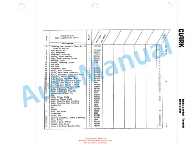 Clark Clarktor Gas Automatic Parts Book X160 5900-4