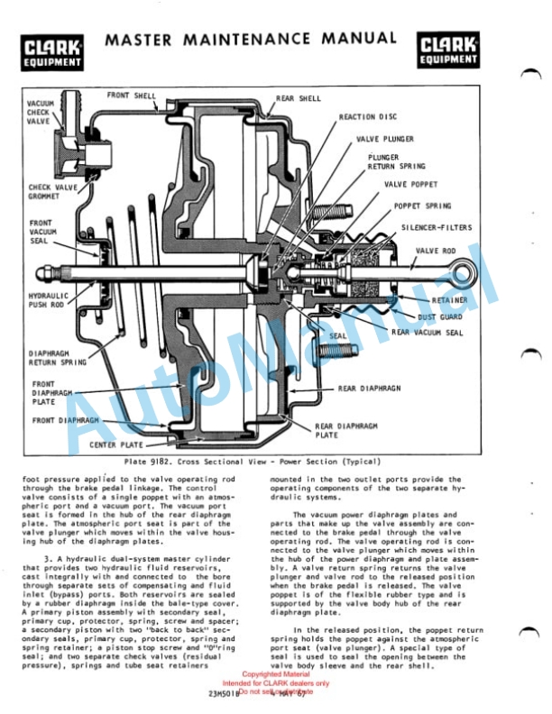 Clark Clarktor Tow Tractor Gas Model Overhaul Instructions OH-438-4