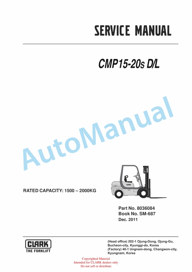 Clark CMP15-20s D, L Service Manual SM-687