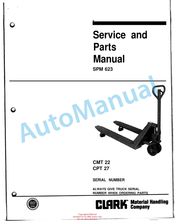 Clark CMT 22, CPT 27 Service and Parts Manual