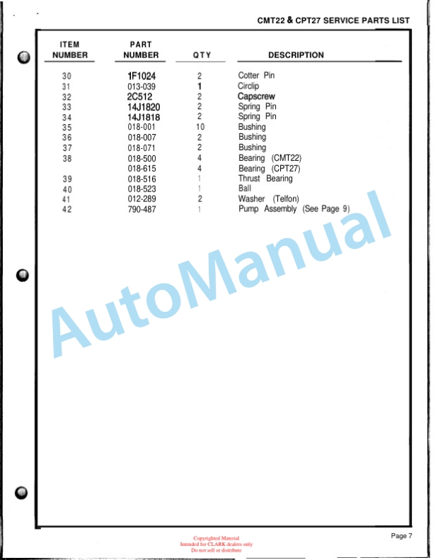Clark CMT 22, CPT 27 Service and Parts Manual-4