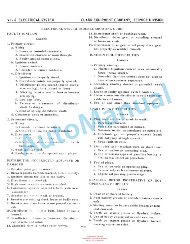 Clark Code 14E Maintenance Manual-2