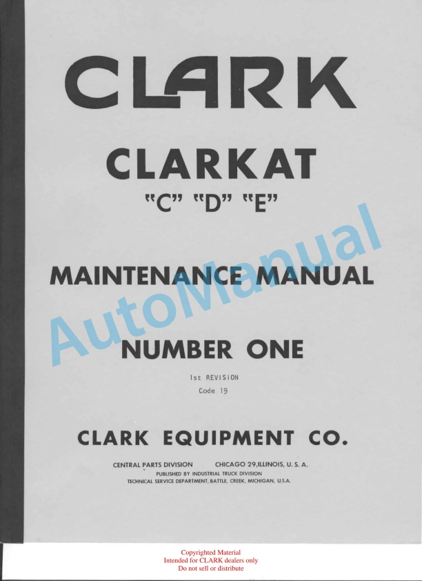 Clark Code 19 Maintenance Manual
