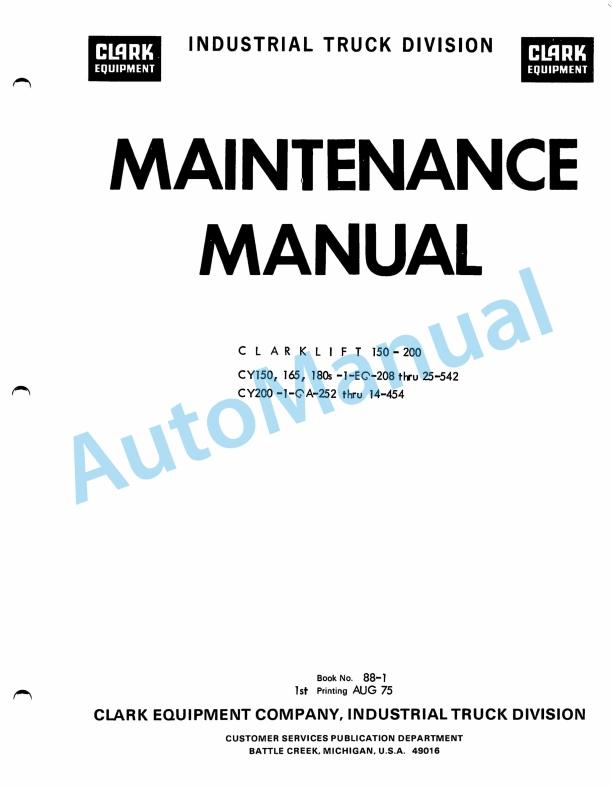 Clark Code 88-1 Maintenance Manual