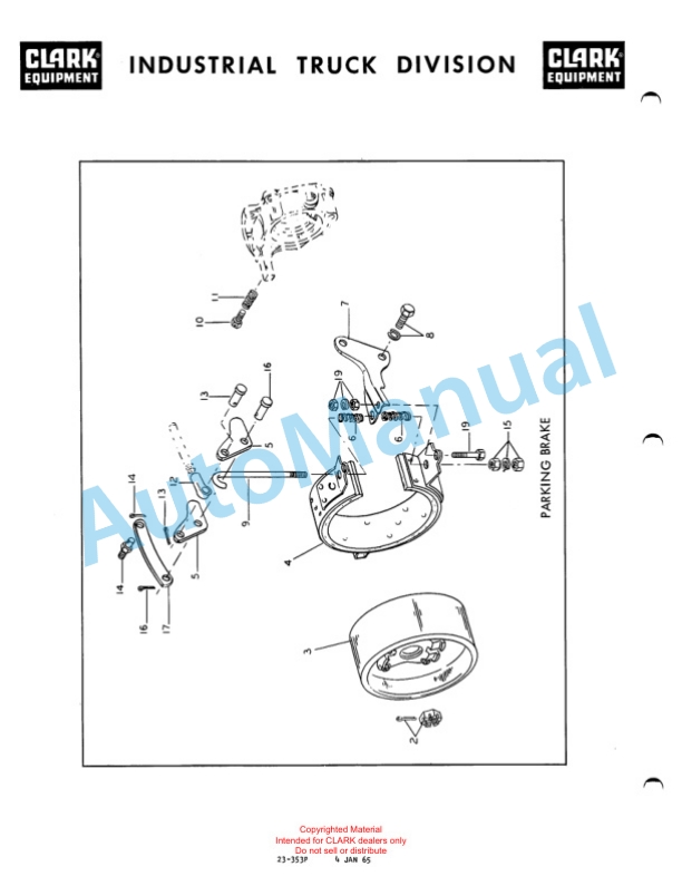 Clark Contractor Material Handling Equipment IT 60 Parts Book X122A 2042-3