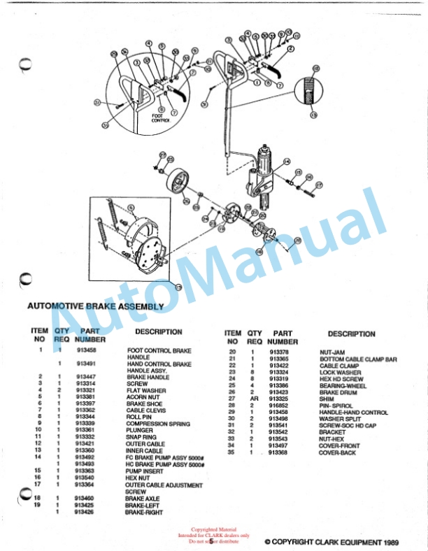 Clark CPT T50 Hand Hydraulic Pallet Truck Service and Parts Manual-2