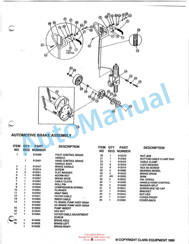 Clark CPT T55 Hand Hydraulic Pallet Truck Service and Parts Manual-2
