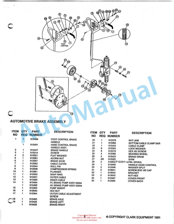 Clark CPT T65 Hand Hydraulic Pallet Truck Service and Parts Manual-2
