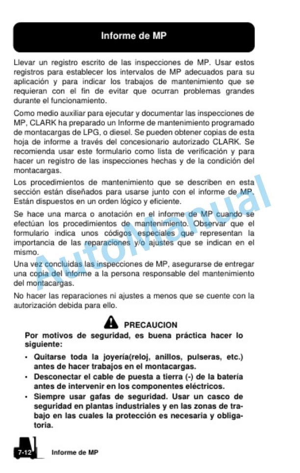 Clark CQ 20, 25, 30 D, CQ 20, 25, 30 L Operator Manual OM-788 SPA-5