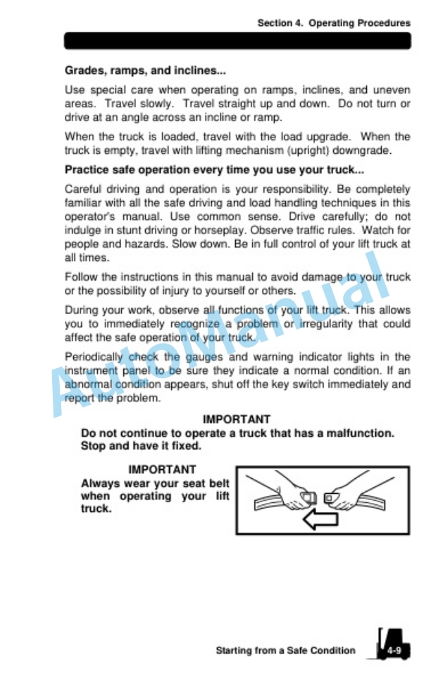 Alternative view of Clark CQ 20, 25, 30 D, CQ 20, 25, 30 L Operator Manual OM-794