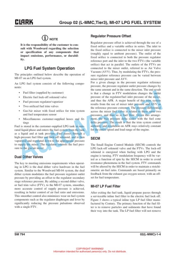 Alternative view of Clark CQ 20, 25, 30 D, CQ 20, 25, 30 L Service Manual SM-794