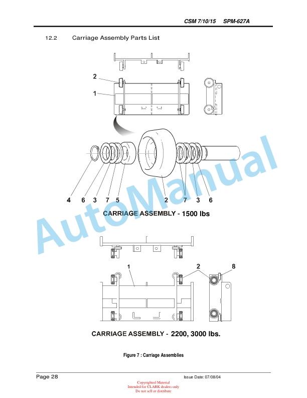 Alternative view of Clark CSM 7, CSM 10, CSM 15 Service and Parts Manual SPM 627A