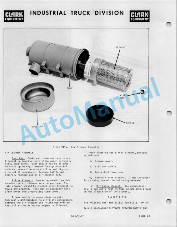 Clark CTA E-1-897 Model 20, 30, 40, 50 Operator Manual O-185-1-5