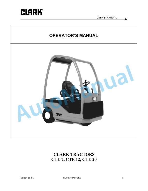 Clark CTE 7, CTE 12, CTE 20 Tractors Operator Manual OI-797