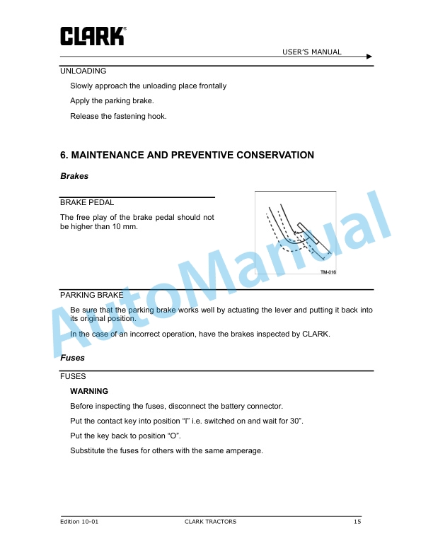 Alternative view of Clark CTE 7, CTE 12, CTE 20 Tractors Operator Manual OI-797