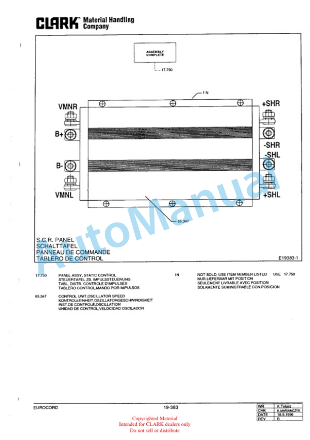 Clark CTM, CEM 10-20 wIT h HPB1 - Control Training Manual SM-5167-2