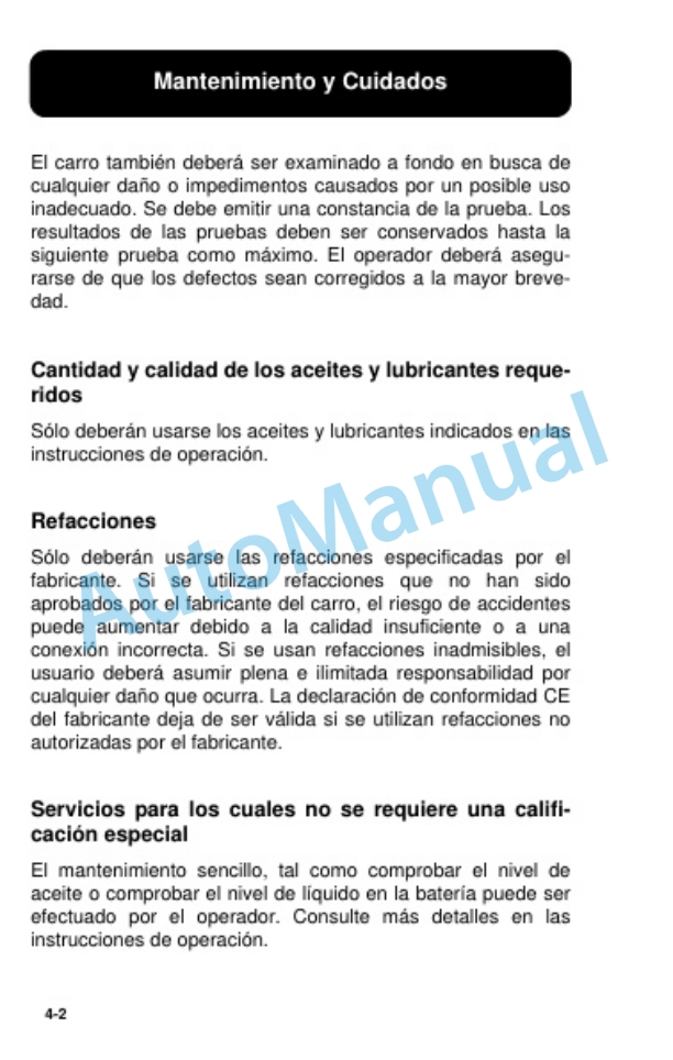 Clark CTX 40, CTX 70 Electric Towing Truck Operator Manual OM-855 SPA-4