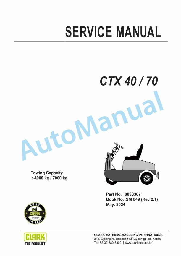 Clark CTX 40, CTX 70 Service Manual SM-849