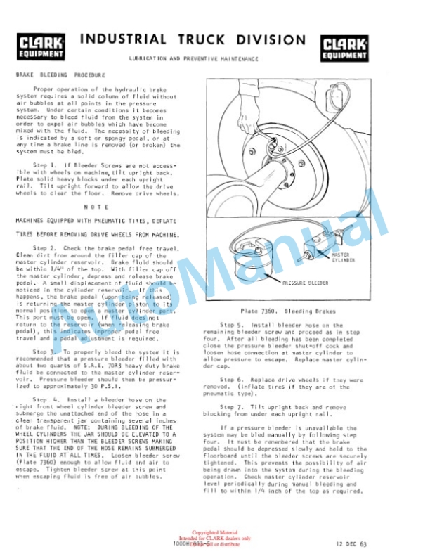 Clark CY 100, CY 120, CY 140, CHY 100, CHY 120, CHY 140 Operator Manual O-153 2nd-2