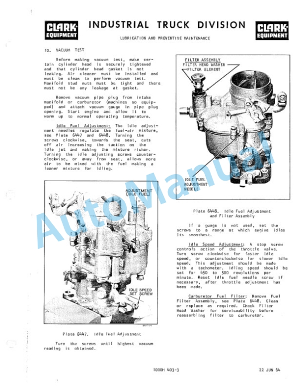 Clark CY 100, CY 120, CY 140, CHY 100, CHY 120, CHY 140 Operator Manual O-153 3rd-2