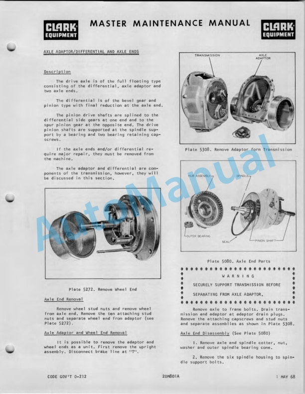 Clark CY 40 B Operator Maintenance Parts Manual O-202-3