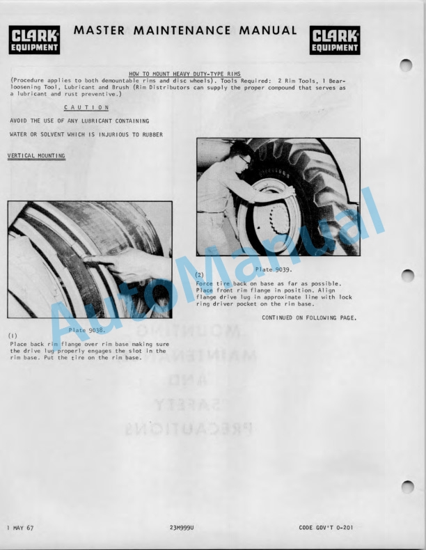 Clark CY 40 B Operator Maintenance Parts Manual O-202-4