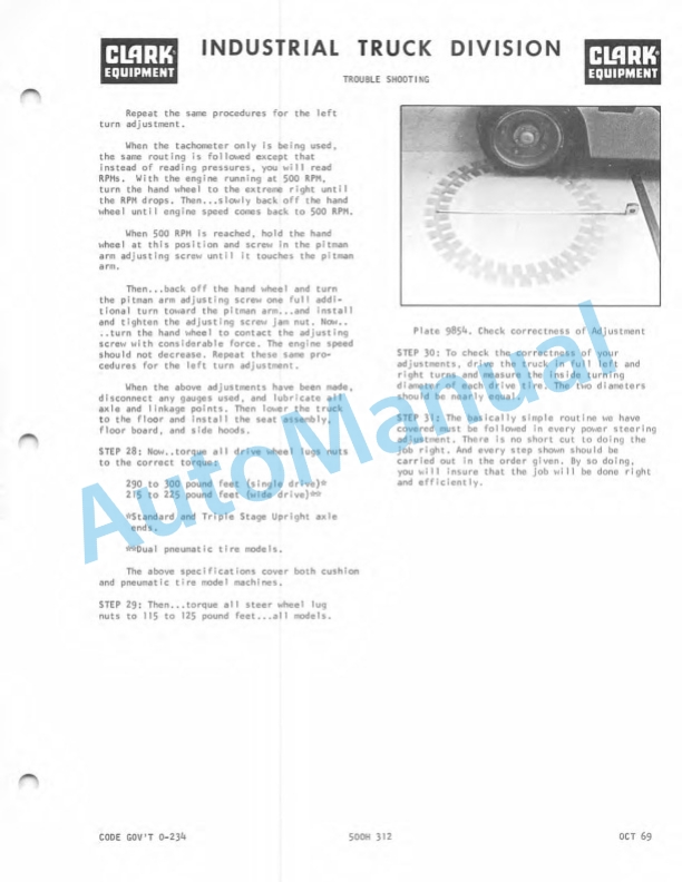 Clark CY 40 B Operator Maintenance Parts Manual O-234-3
