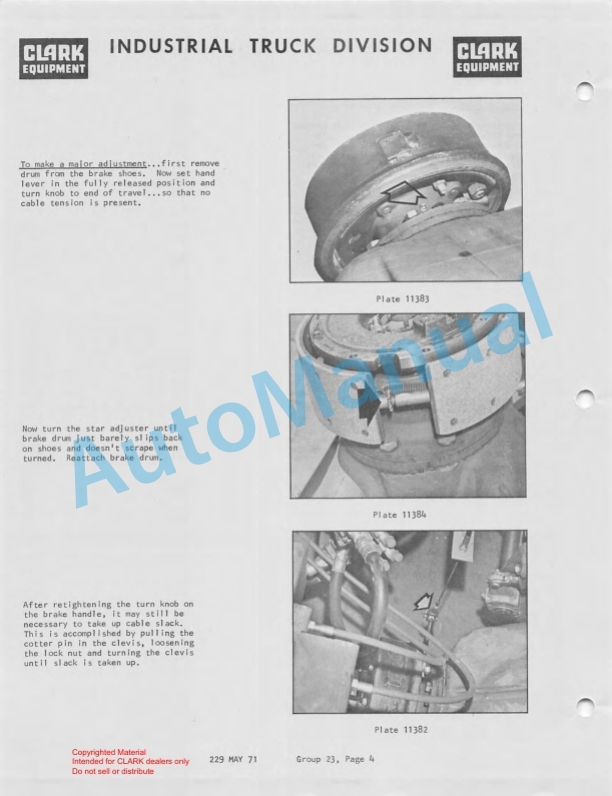 Clark CY 5275 Series Planned Maintenance and Adjustment Procedures Manual PMA-229-4