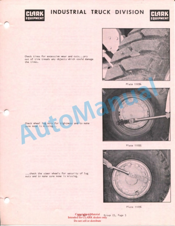 Clark CY 5275 Series Planned Maintenance and Adjustment Procedures Manual PMA-323-4
