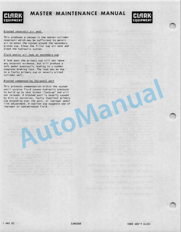Clark CY 60 Operator Maintenance Parts Manual O-201-4
