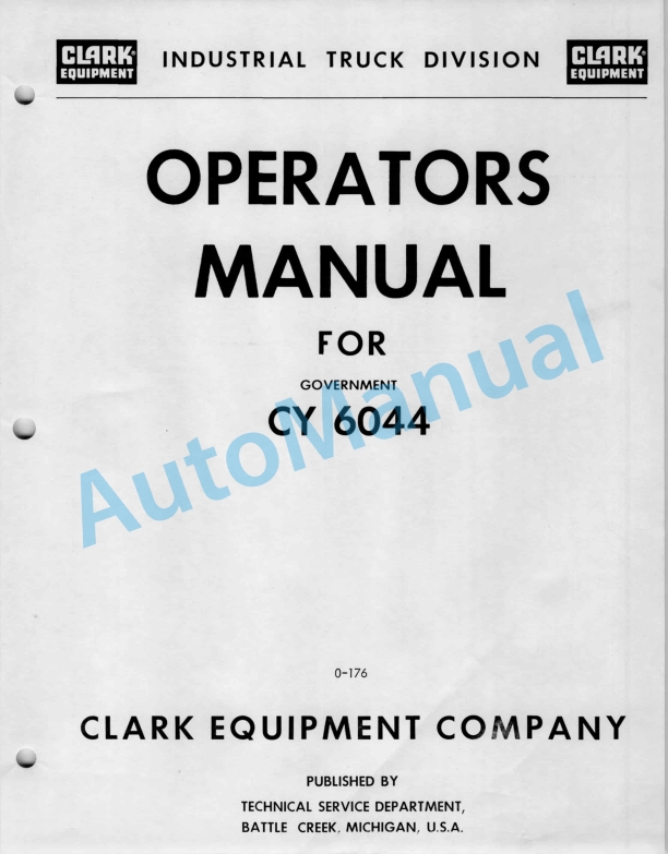 Clark CY 6044 Operator Manual O-176