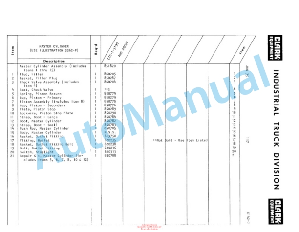 Clark Diesel Clarktor E Parts Book X142-2-4