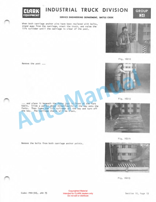 Clark Diesel Powered C300Y40 D Planned Maintenance and Adjustment Procedures Manual PMA-381-3