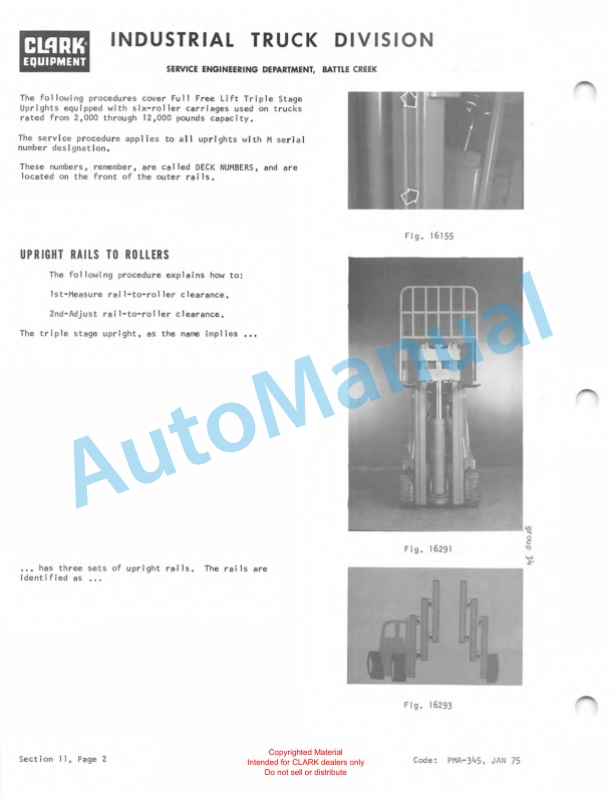 Clark Diesel Powered C300Y40 D Planned Maintenance and Adjustment Procedures Manual PMA-381-4
