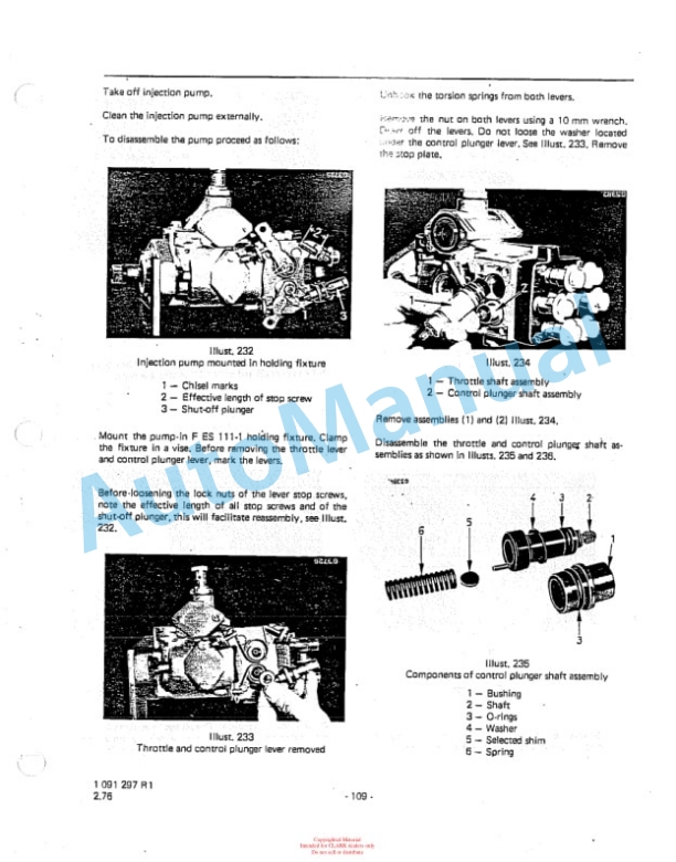 Clark DPR20, DPR25, DPR30 Diesel Rough Terrain Lift Truck Adjustment and Repair Manual OH-533-2