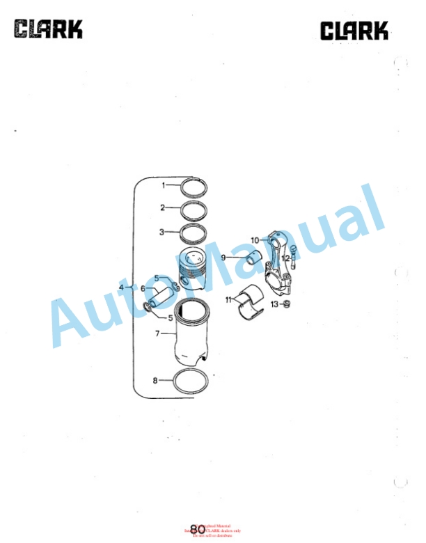 Clark DPR20, DPR25, DPR30 Diesel Rough Terrain Lift Truck Parts Book DPR-1 5645 1st-2
