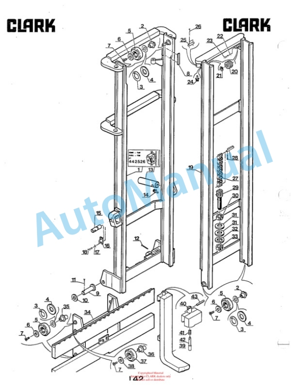 Clark DPR20, DPR25, DPR30 Diesel Rough Terrain Lift Truck Parts Book DPR-1 5645 2nd-5