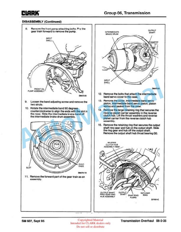 Alternative view of Clark DT 30E, 50E, 60E Diesel Towing Tractor Service Manual SM-607D