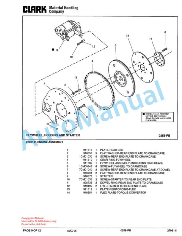 Clark DTT 30 Towing Tractor Parts Book X171 9190-4