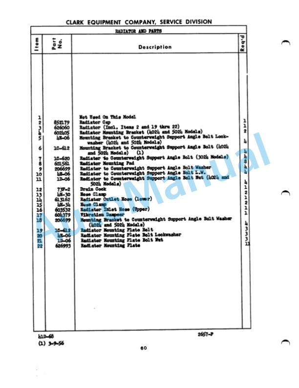 Clark Dynatork Gas Carloader D Maintenance Manual and Parts Book 8D-2