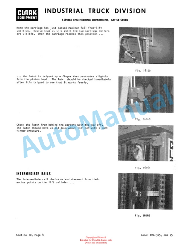 Clark E235 EV 1 Planned Maintenance and Adjustment Procedures Manual PMA-436-4